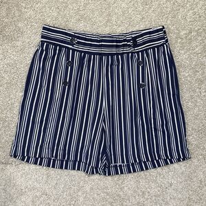Robert Louis Shorts Women's Large Striped High Rise Pull‎ On Sailor Button